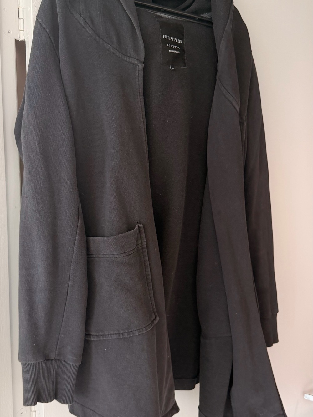 Philipp Plein Black Open-Front Jacket Sweater With hood - Picture 2 of 7